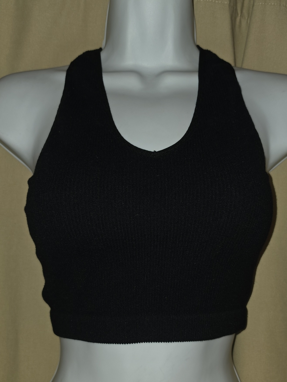 Zenana Outfitters Black Ribbed Racerback Crop Tank